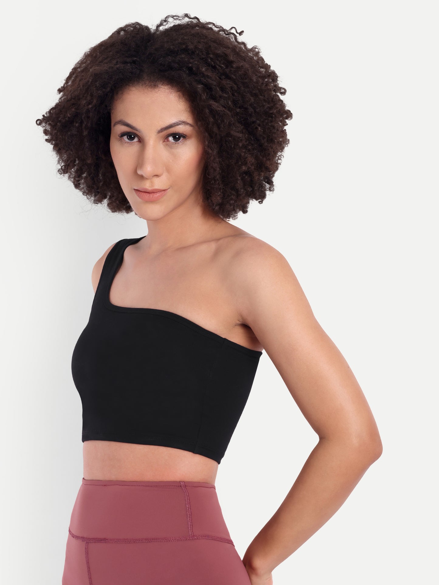 NATALIA ONE SHOULDER SPORTS BRA IN BLACK