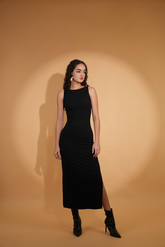 LUNA LOUNGE DRESS IN BLACK