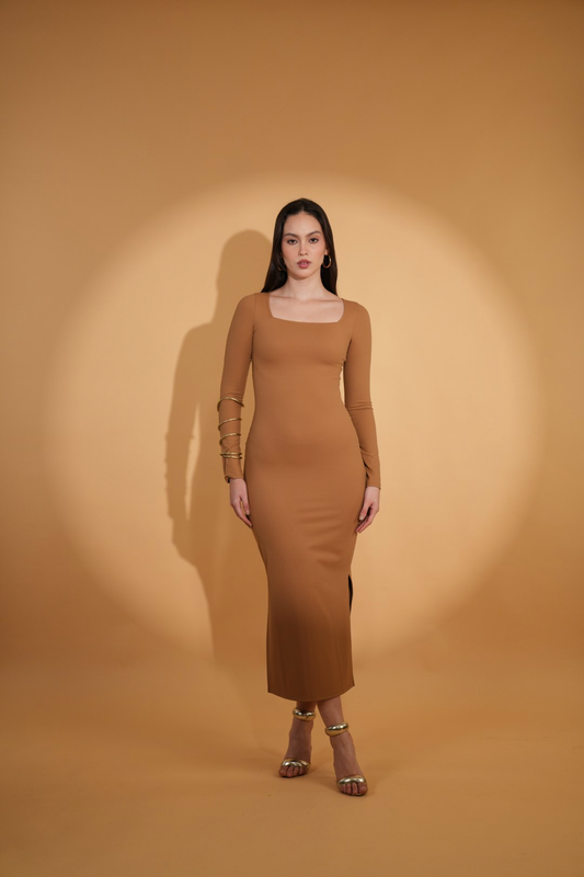 NADIA LOUNGE DRESS IN MOCHA MOUSSE