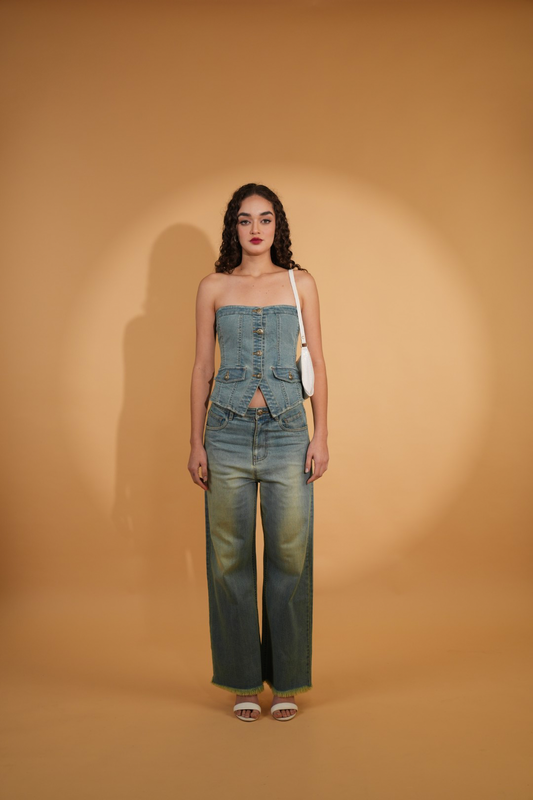 HAILEY  GREEN  BUTTON DOWN CORSET